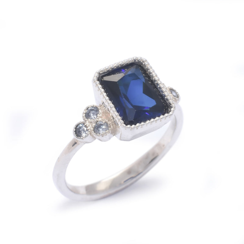 RG1833-1 Square Sapphire and White Gold ring