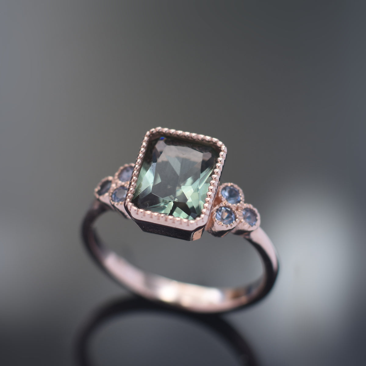 RG1833 Gold Ring with Square Spinel and Topaz