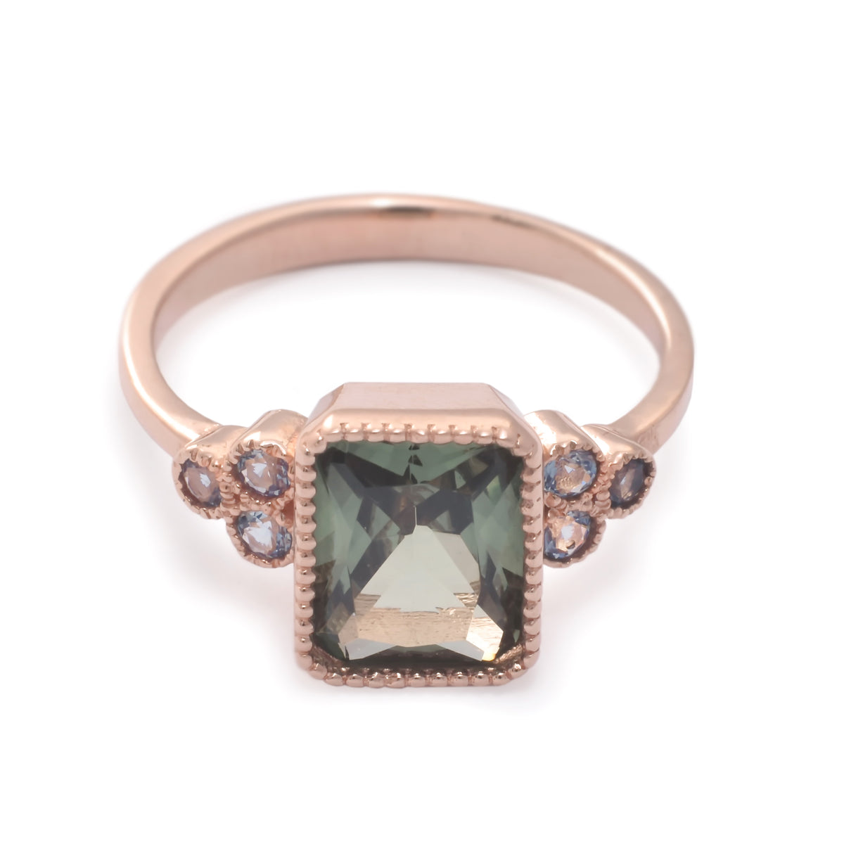 RG1833 Gold Ring with Square Spinel and Topaz