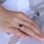 RG1833 Gold Ring with Square Spinel and Topaz