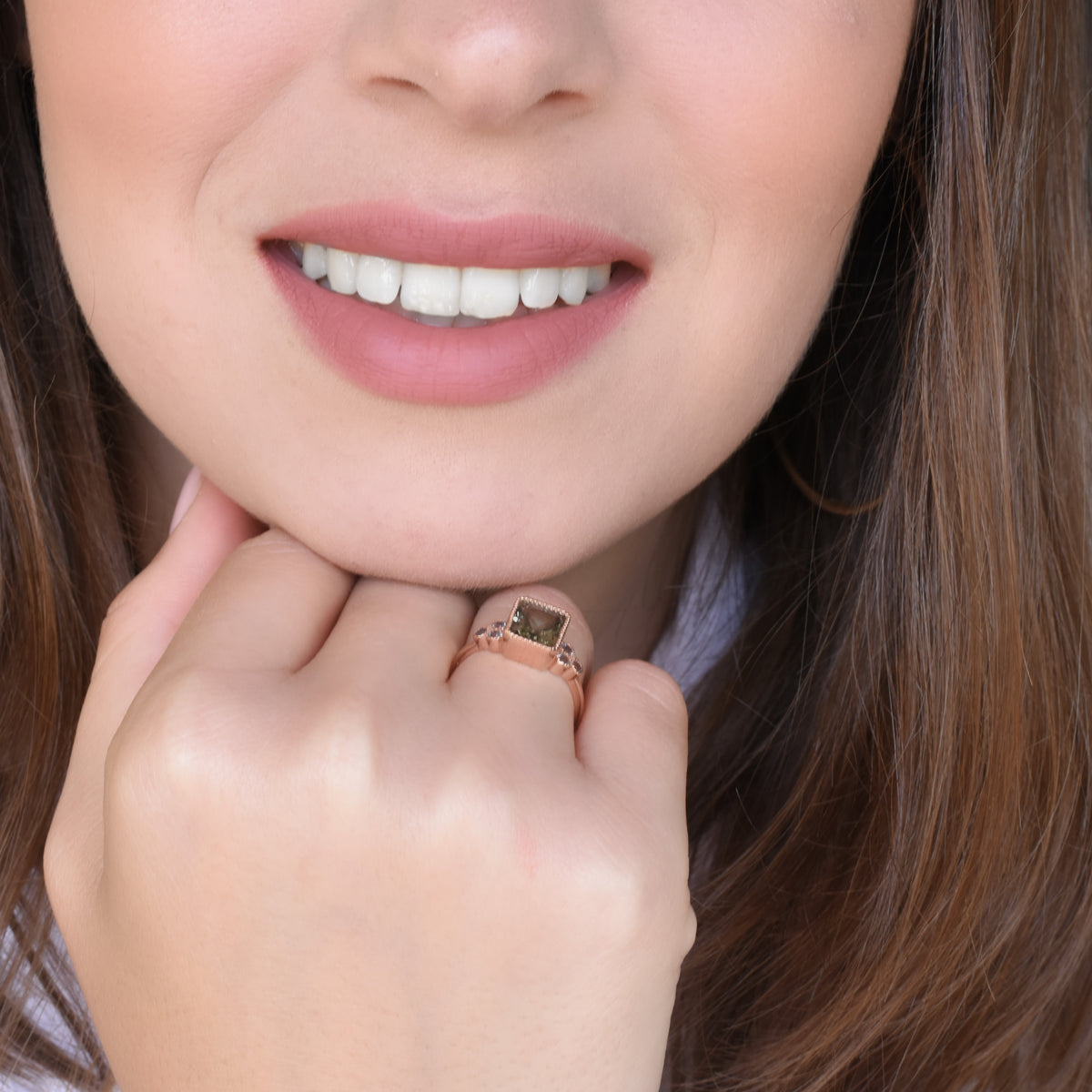 RG1833 Gold Ring with Square Spinel and Topaz