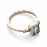 RG1834-1 Square Blue Topaz Gold ring with CZ