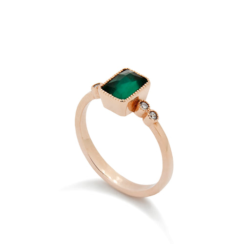 RG1834-3 Rose Gold Ring with Square Green Spinel