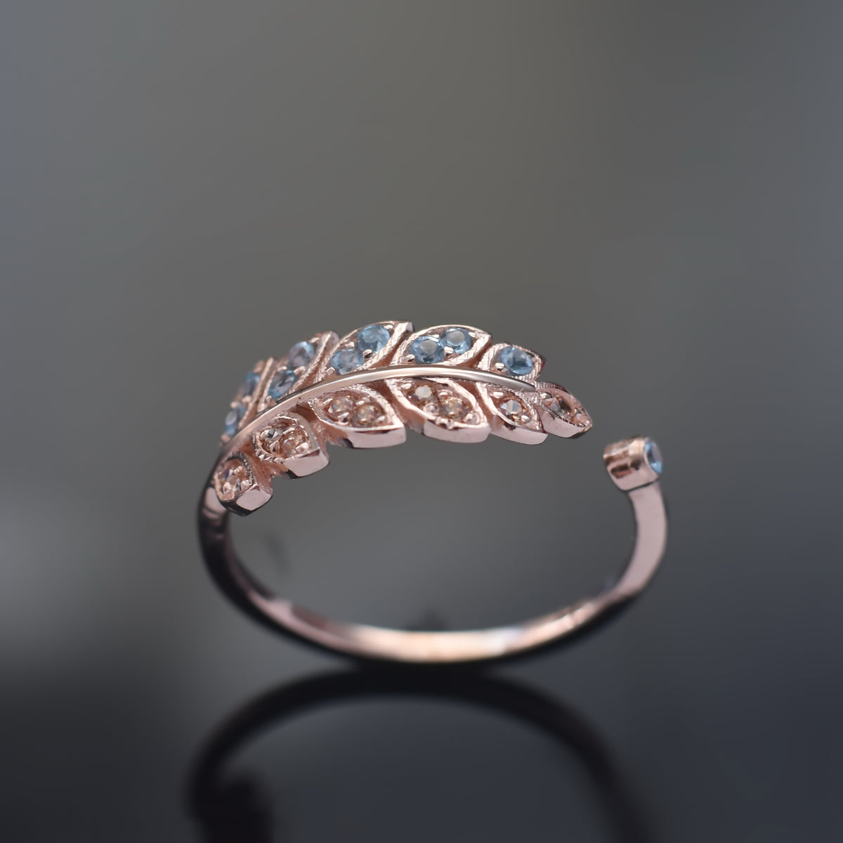 RG1835-1 Topaz rose gold leaf ring