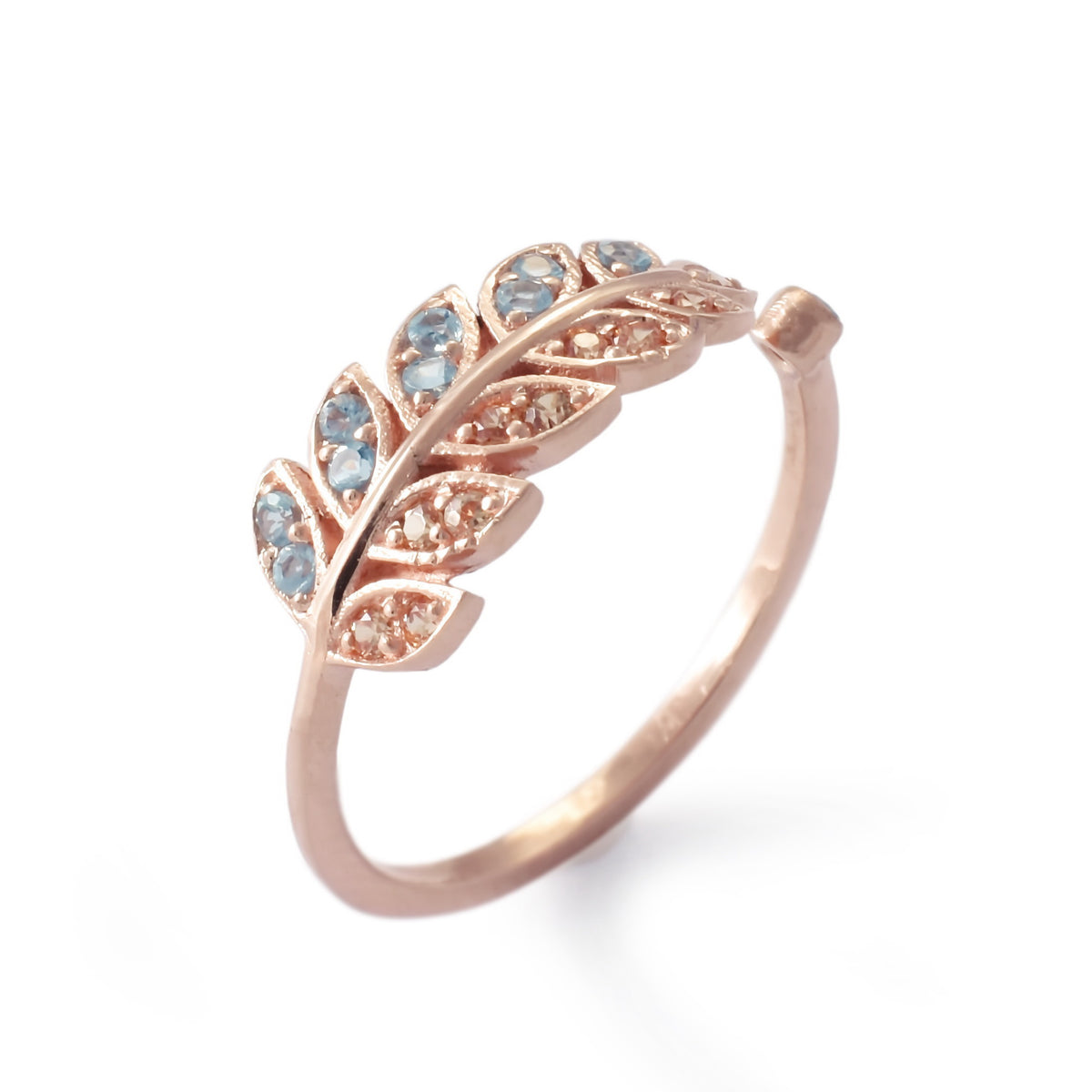 RG1835-1 Topaz rose gold leaf ring