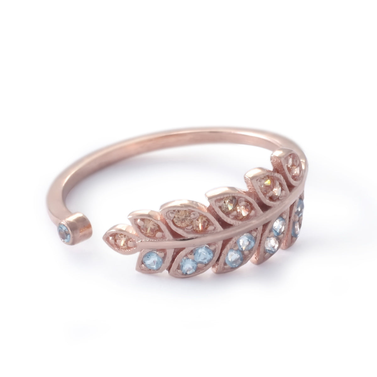 RG1835-1 Topaz rose gold leaf ring