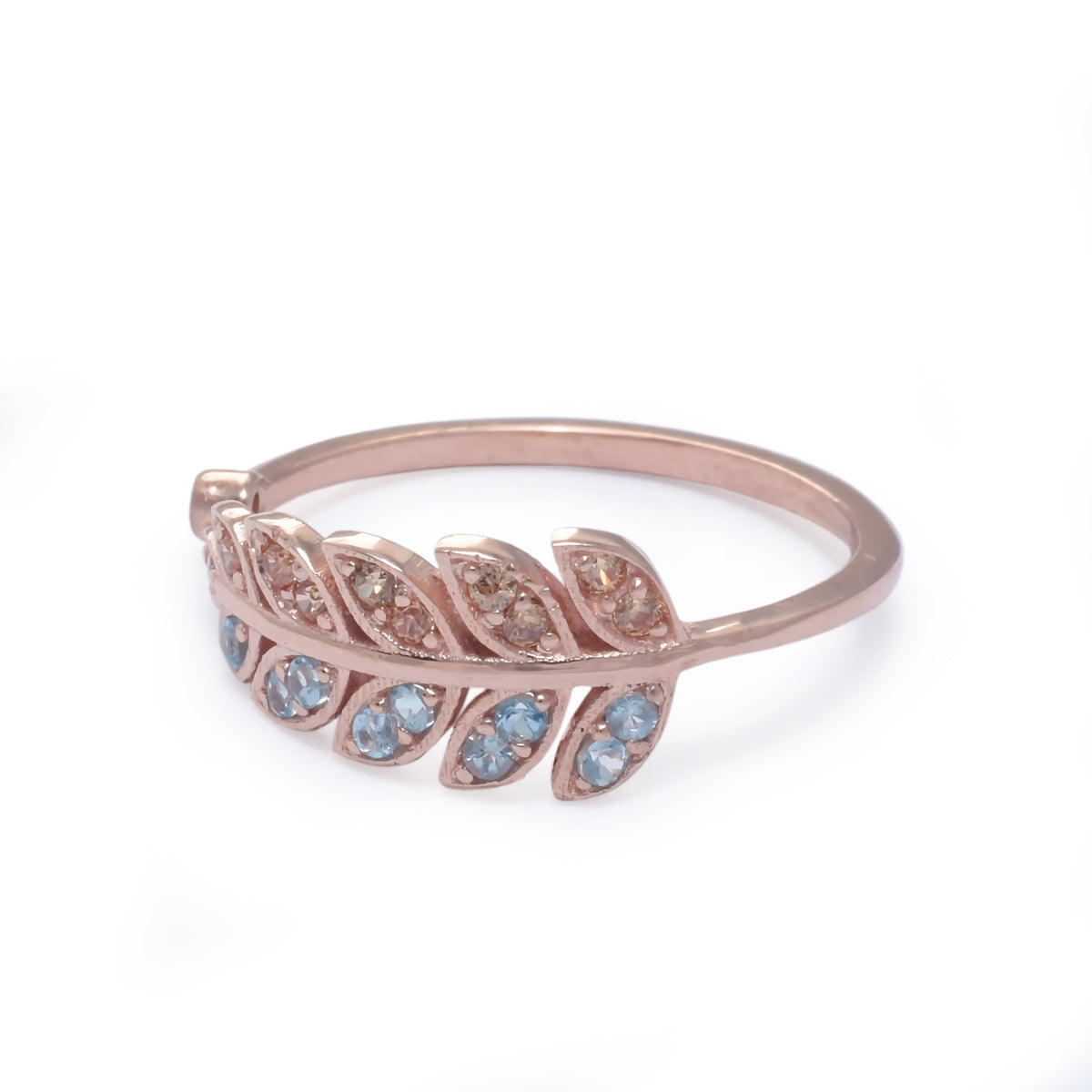 RG1835-1 Topaz rose gold leaf ring