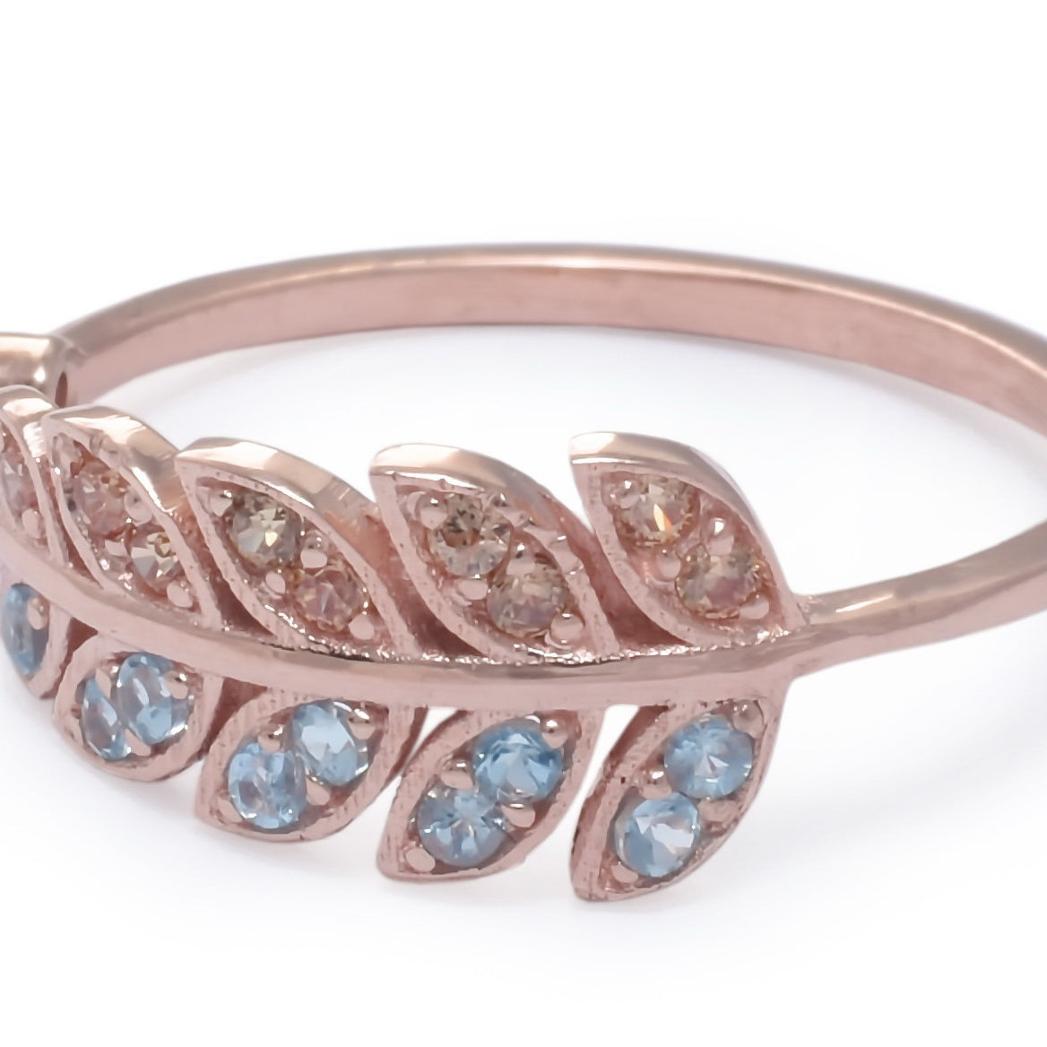 RG1835-1 Topaz rose gold leaf ring