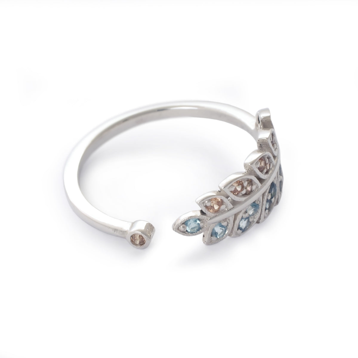 RG1835 White gold and Topaz leaf ring