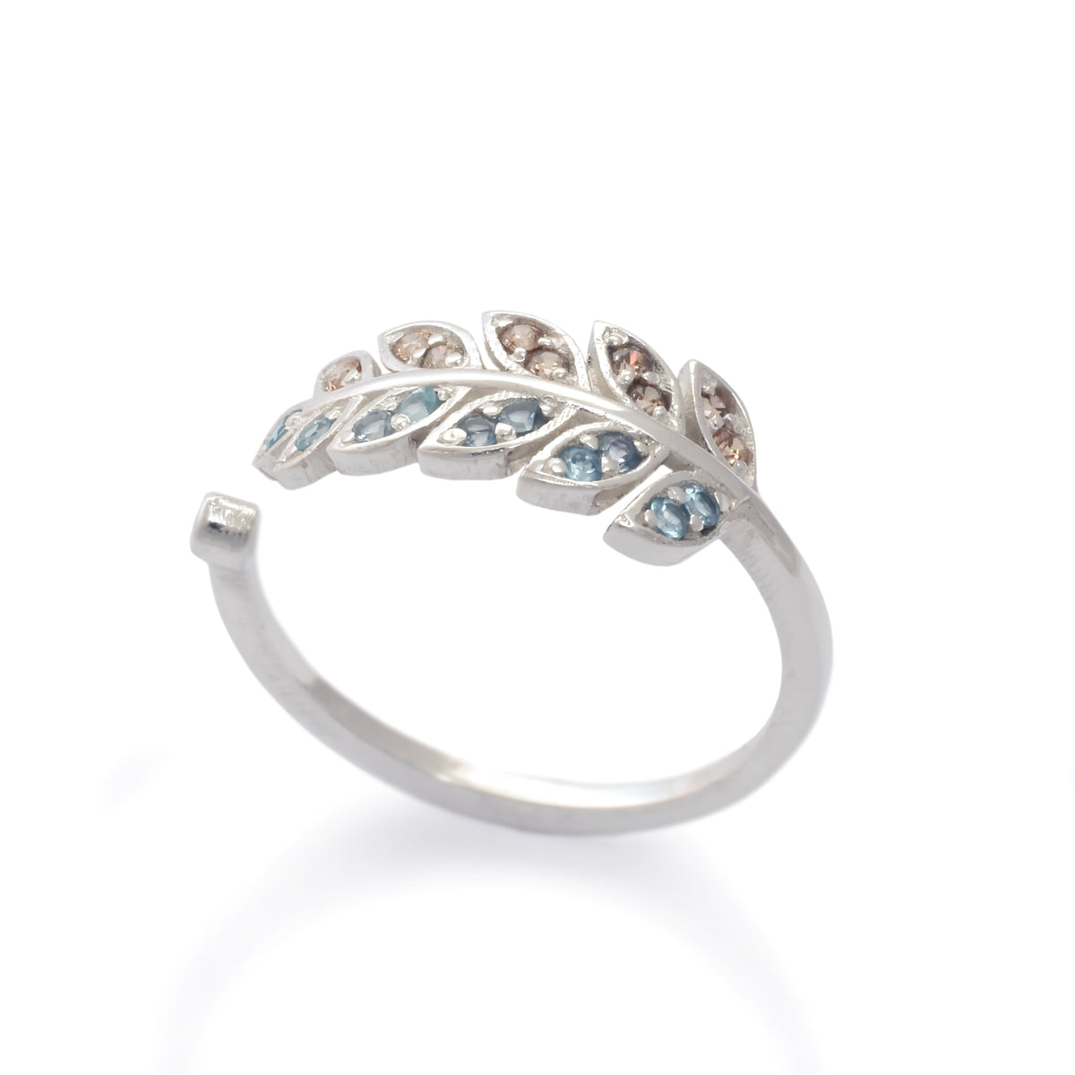 RG1835 White gold and Topaz leaf ring