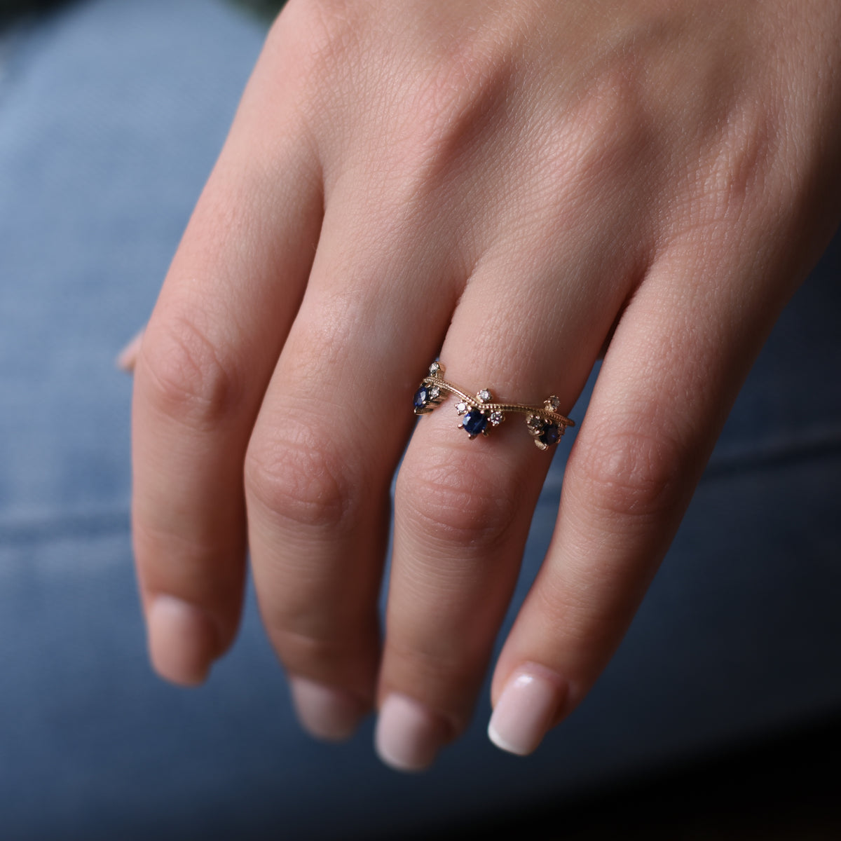 RG1840 Blue Sapphire and Diamonds Engagement ring