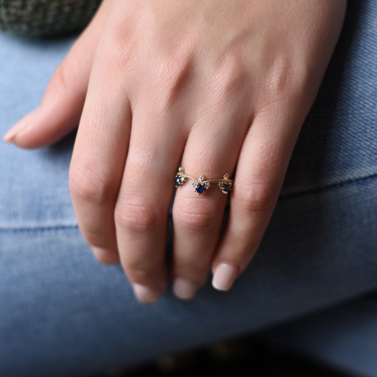 RG1840 Blue Sapphire and Diamonds Engagement ring