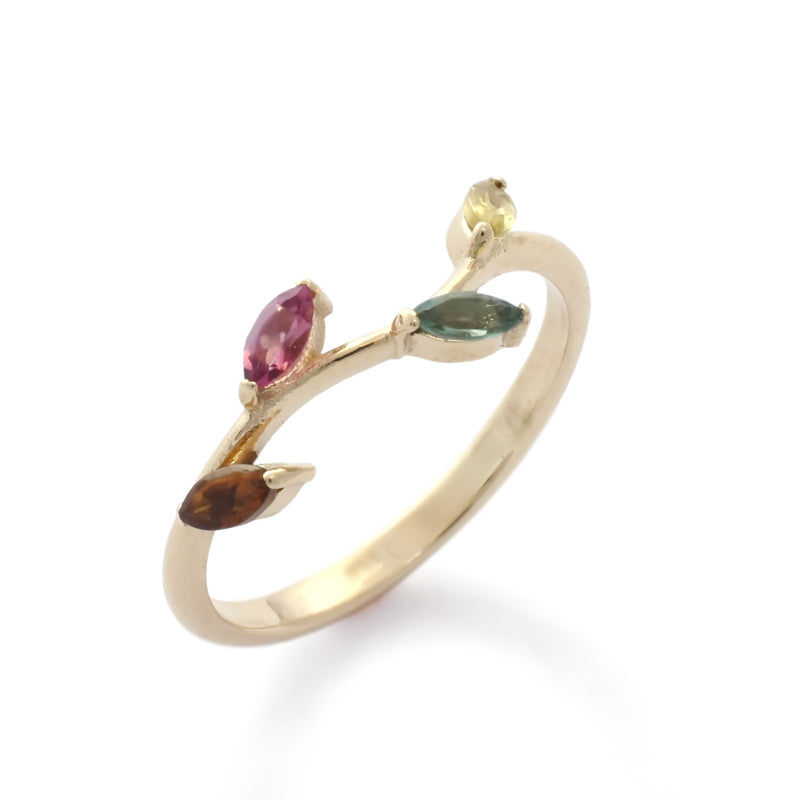 RG1841 Colorful Marquise Tourmaline stones gold ring