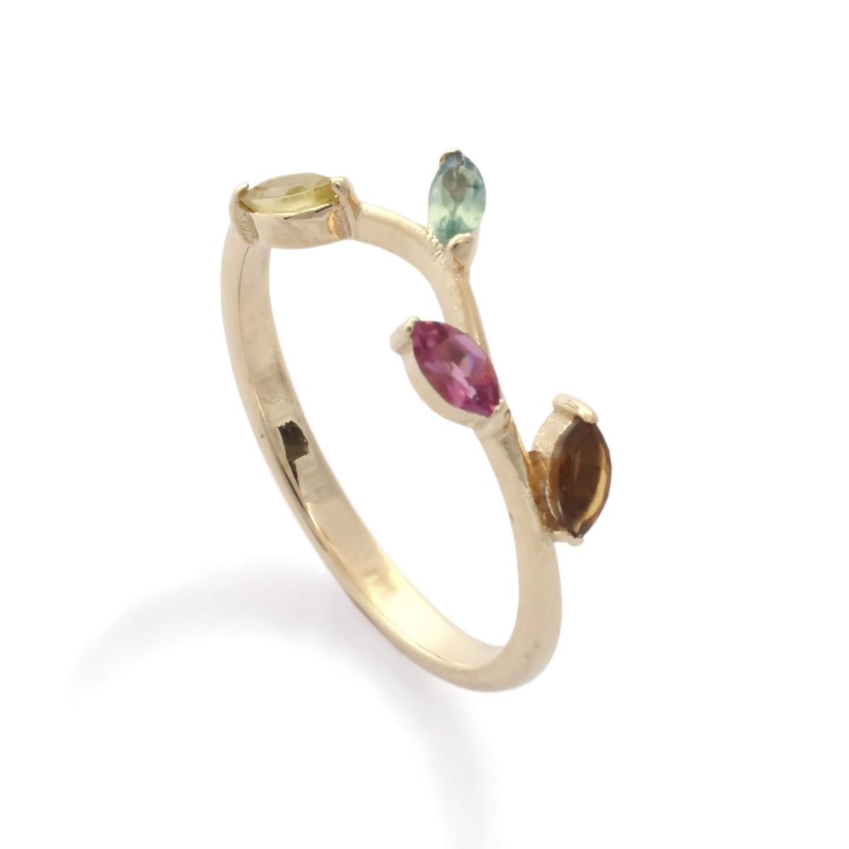 RG1841 Colorful Marquise Tourmaline stones gold ring