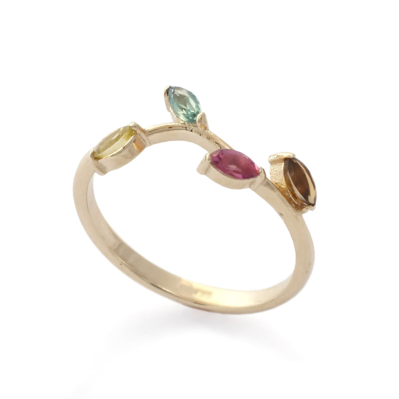 RG1841 Colorful Marquise Tourmaline stones gold ring