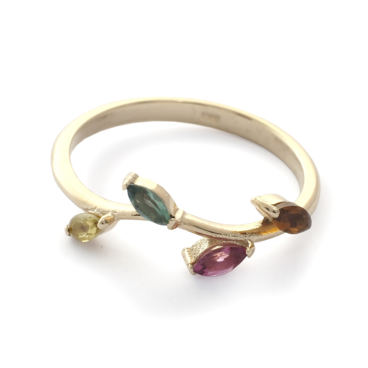 RG1841 Colorful Marquise Tourmaline stones gold ring