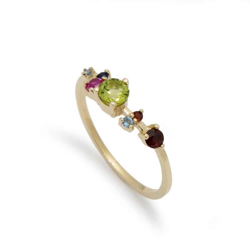 RG1842-1 Dainty Gold Ring with Colorful Gemstones