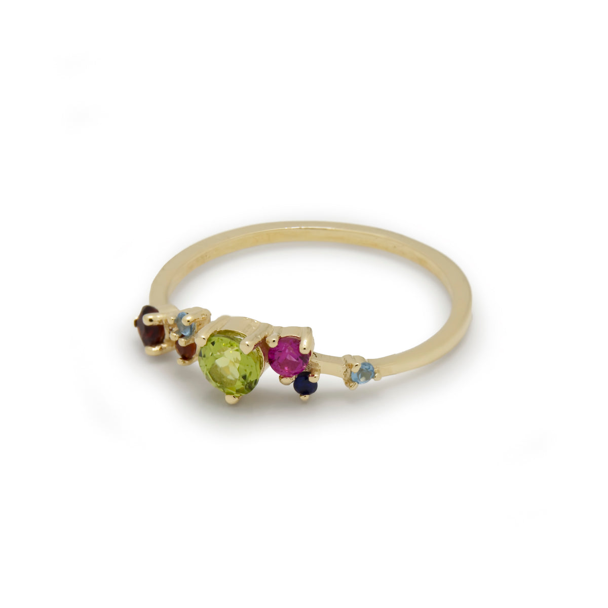 RG1842-1 Dainty Gold Ring with Colorful Gemstones