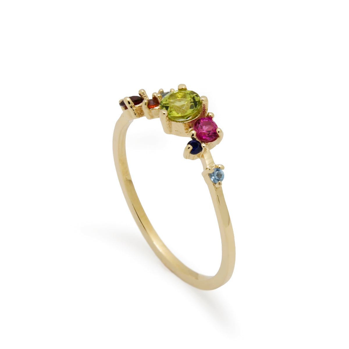 RG1842-1 Dainty Gold Ring with Colorful Gemstones