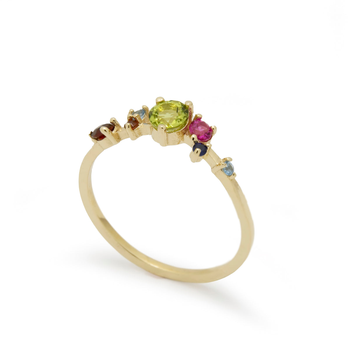 RG1842-1 Dainty Gold Ring with Colorful Gemstones