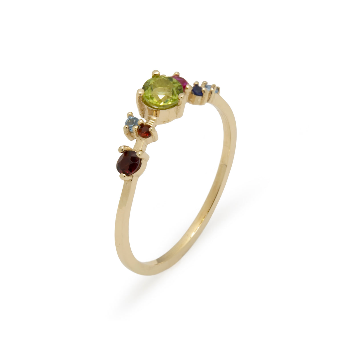 RG1842-1 Dainty Gold Ring with Colorful Gemstones