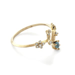RG1844 Diamonds and Blue Topaz gold ring