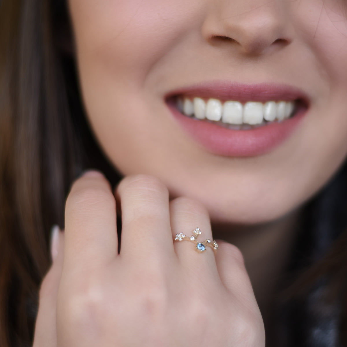 RG1844 Diamonds and Blue Topaz gold ring