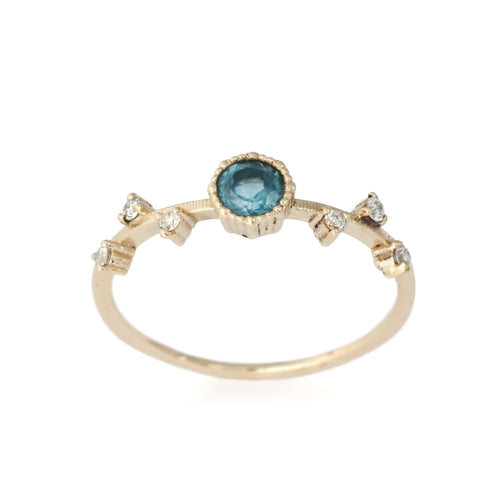 RG1845 Blue Topaz gold ring with diamonds