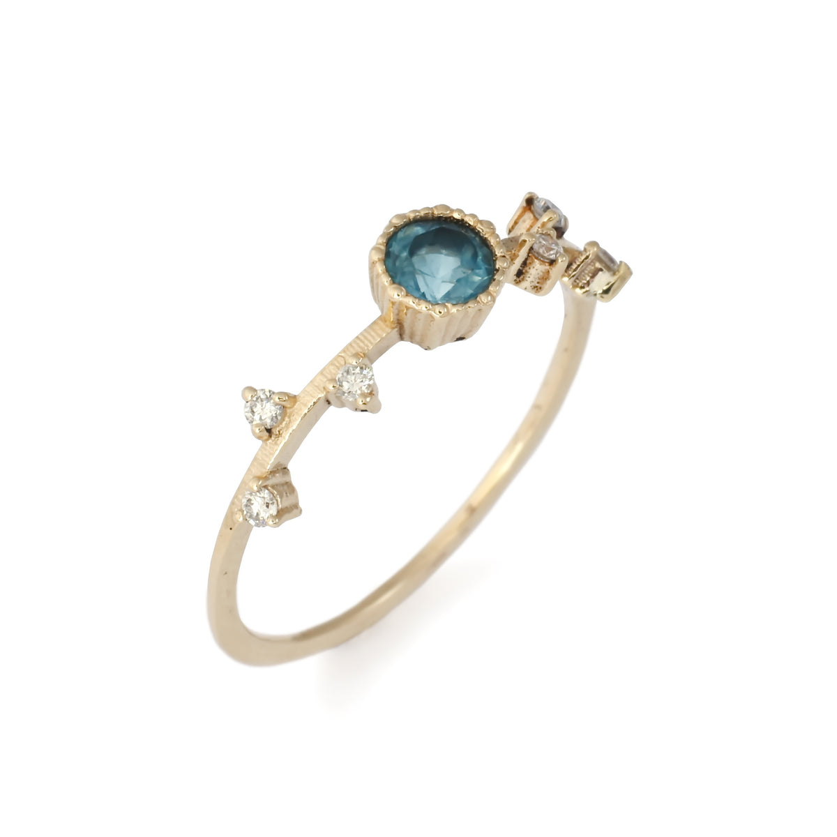 RG1845 Blue Topaz gold ring with diamonds