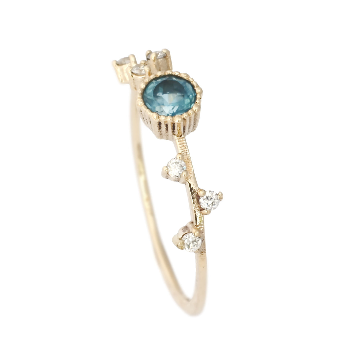 RG1845 Blue Topaz gold ring with diamonds