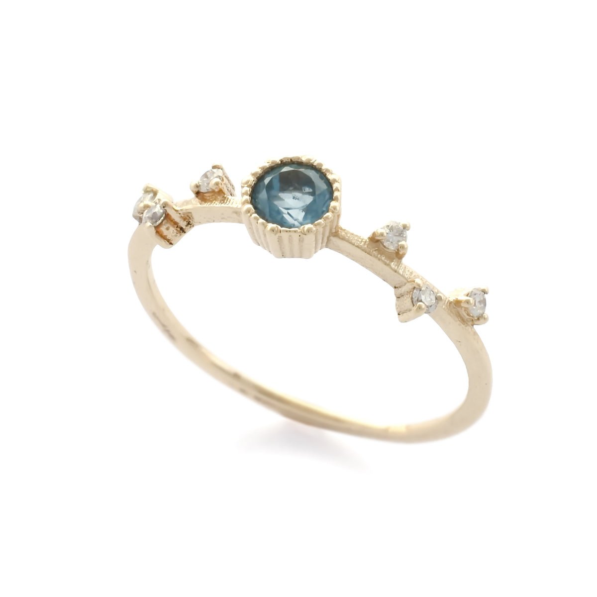 RG1845 Blue Topaz gold ring with diamonds