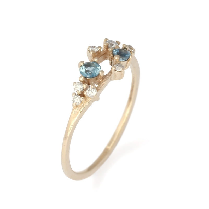 RG1846 Diamonds and Topaz solitaire gold ring