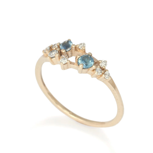 RG1846 Diamonds and Topaz solitaire gold ring