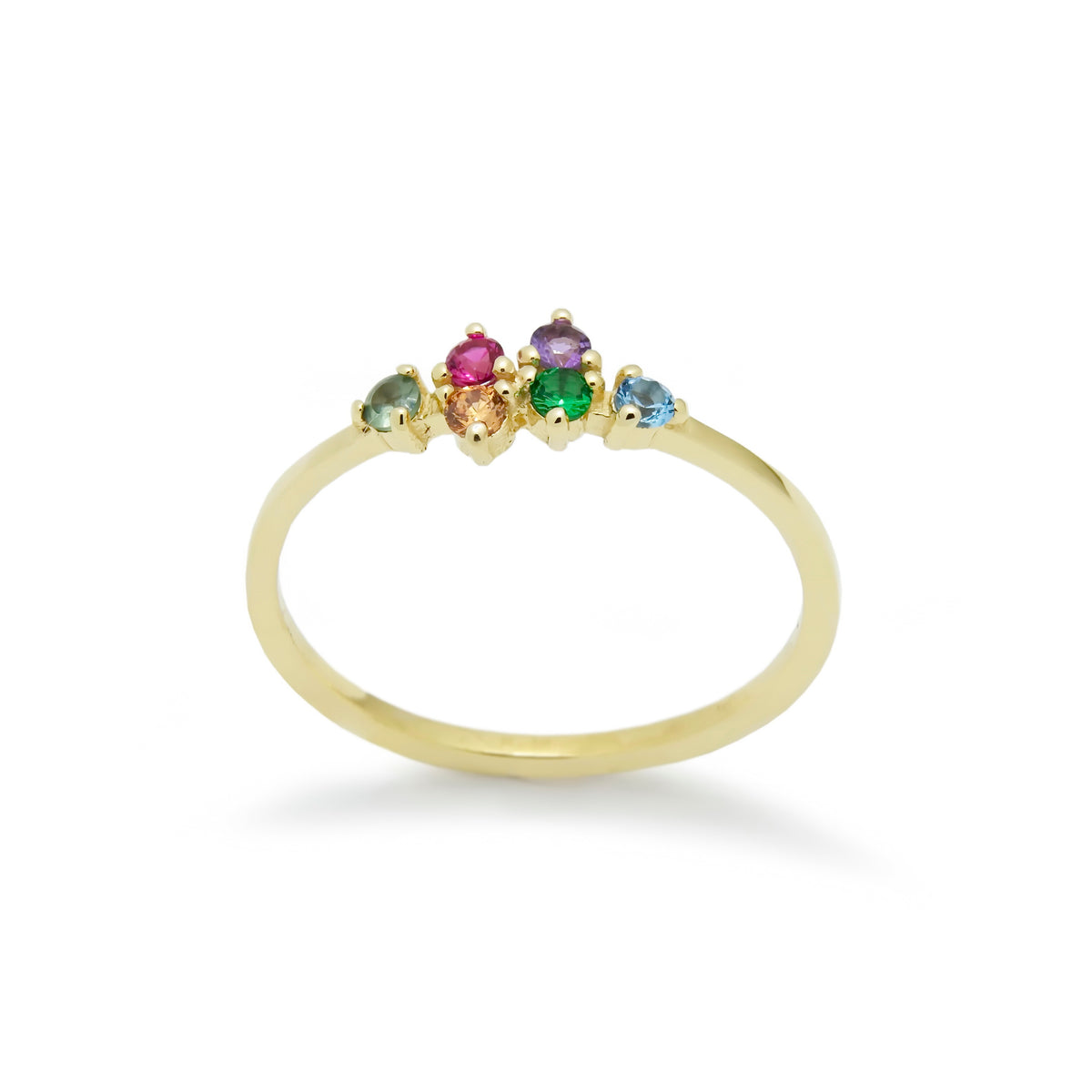 RG1847-1 Gold Ring with Six Colorful Gemstones