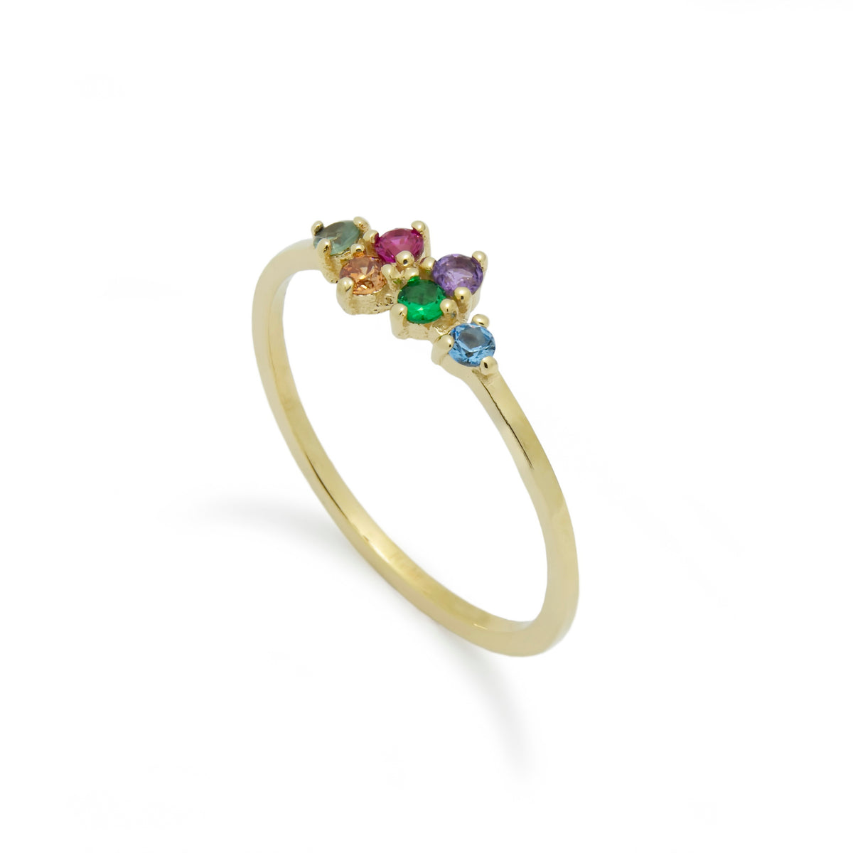 RG1847-1 Gold Ring with Six Colorful Gemstones