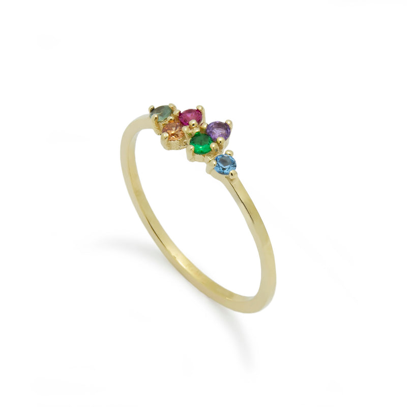 RG1847-1 Gold Ring with Six Colorful Gemstones