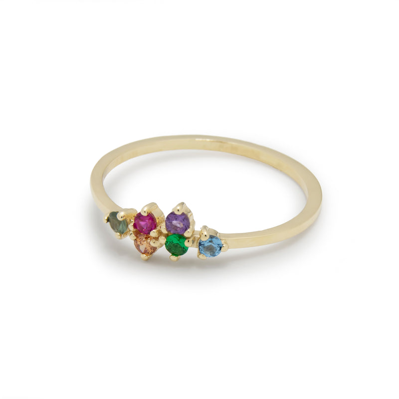 RG1847-1 Gold Ring with Six Colorful Gemstones