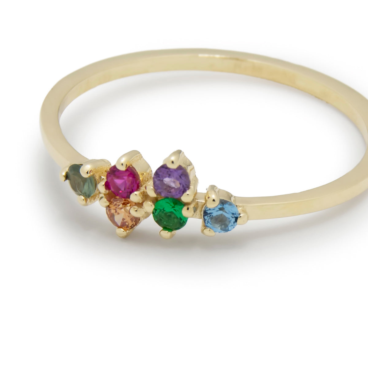 RG1847-1 Gold Ring with Six Colorful Gemstones