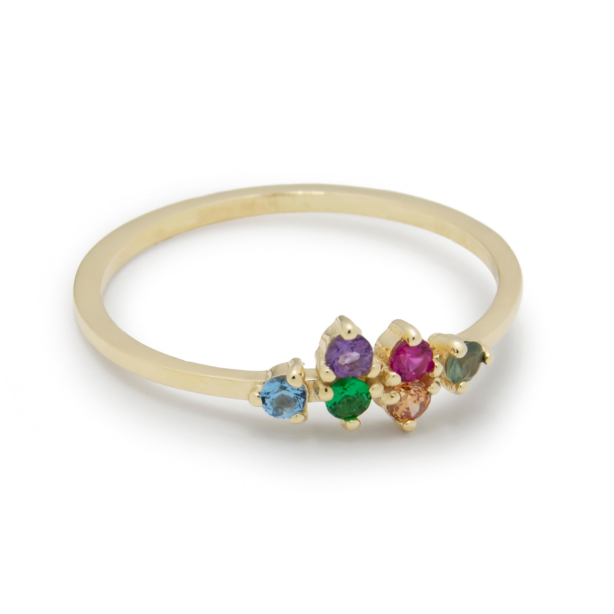 RG1847-1 Gold Ring with Six Colorful Gemstones