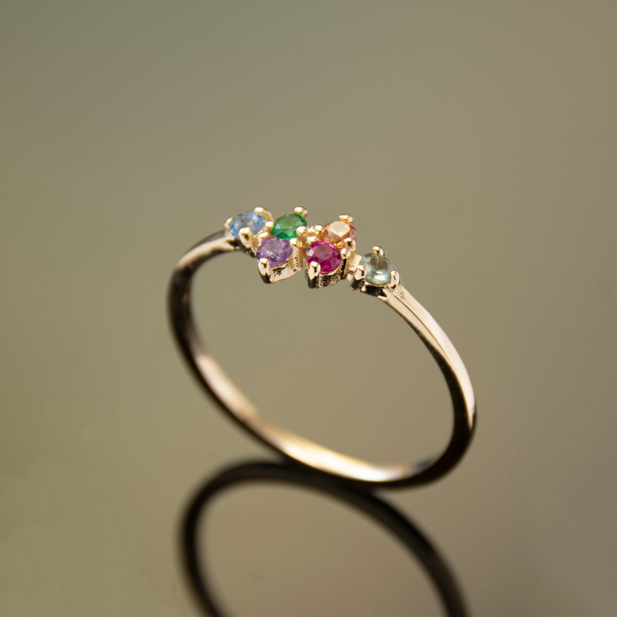 RG1847-1 Gold Ring with Six Colorful Gemstones