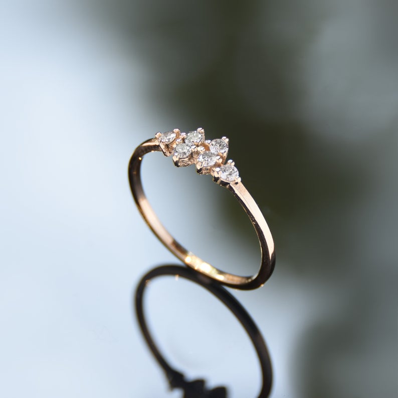 RG1847 Dainty Gold Ring with Six Diamonds