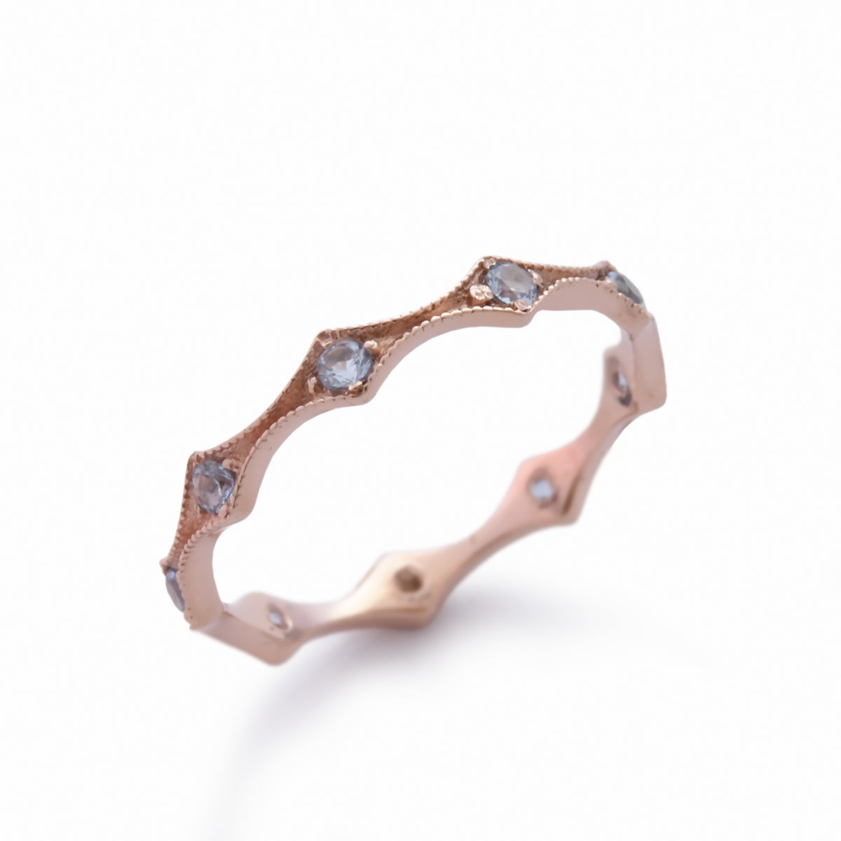 RG1853-1 Eternity Rose Gold Ring with Blue Topaz