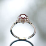 RG1854 Gold flower ring with Garnet and CZ