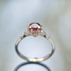RG1854 Gold flower ring with Garnet and CZ