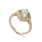 RG1855 Gold and Green Amethyst Flower ring