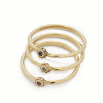 RG1860-Set of 3 gold rings with Garnet, Topaz and Sapphire