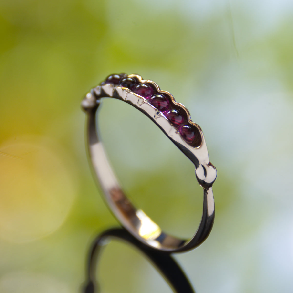 RG1865-1 Gold and Red Garnet dainty ring