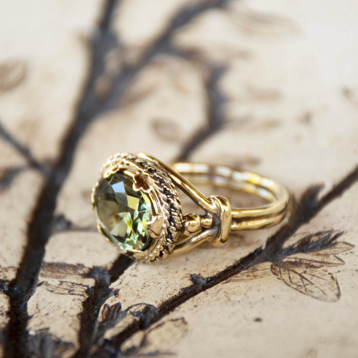 RG1866A Gold Estate Ring with Green Quartz