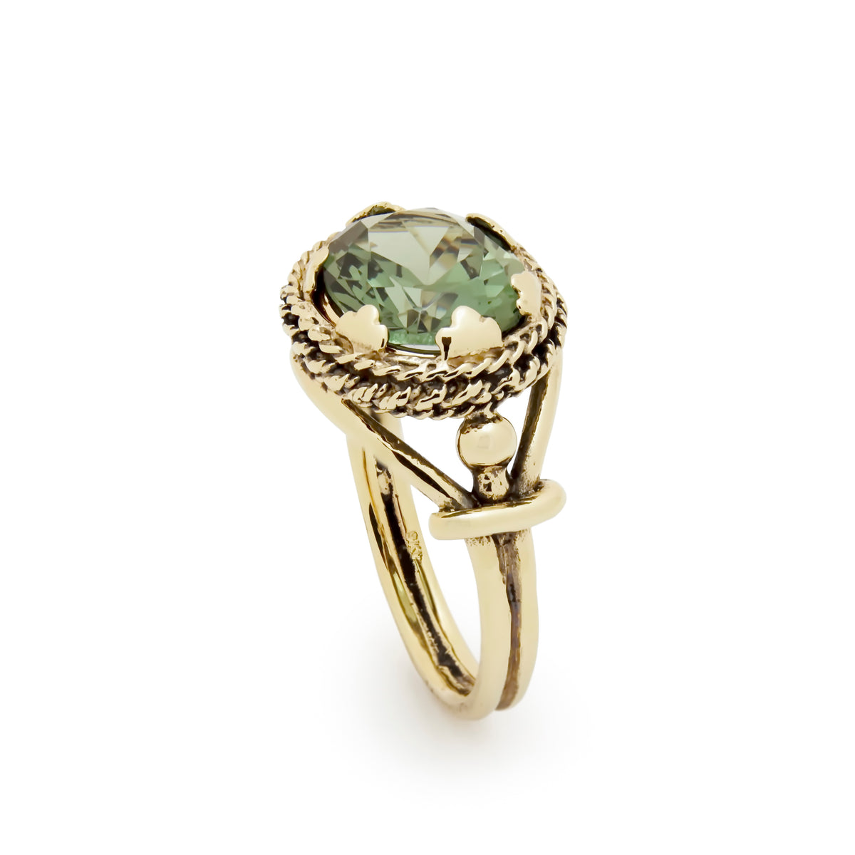 RG1866A Gold Estate Ring with Green Quartz