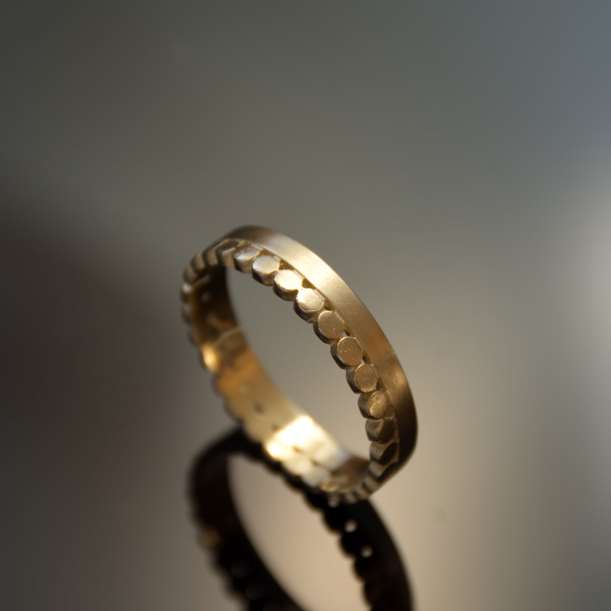 RG1867 Matte Gold Eternity Ring with Dots